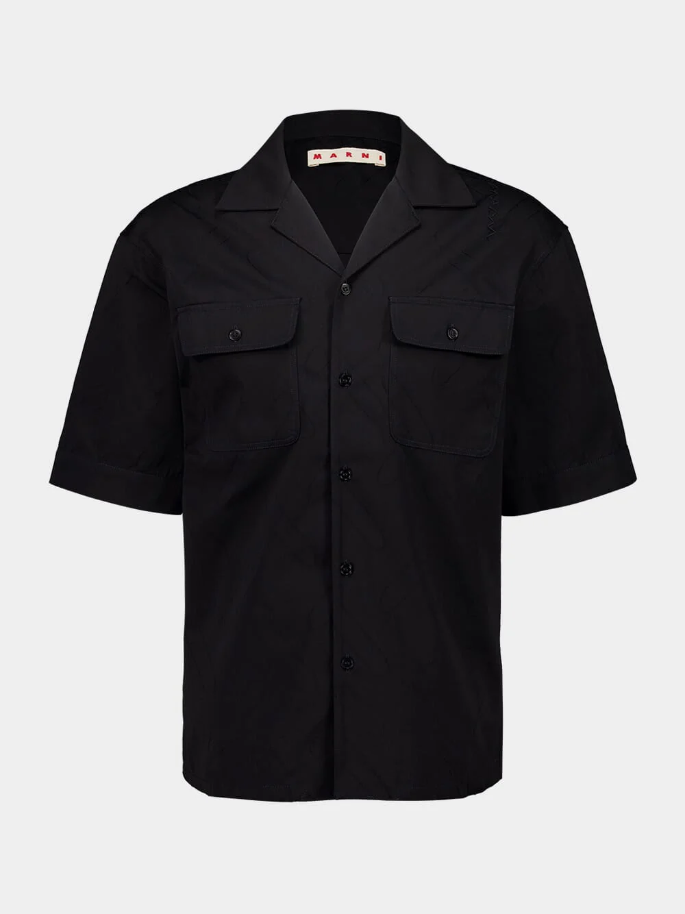 Black Cotton Shirt with Front Pockets