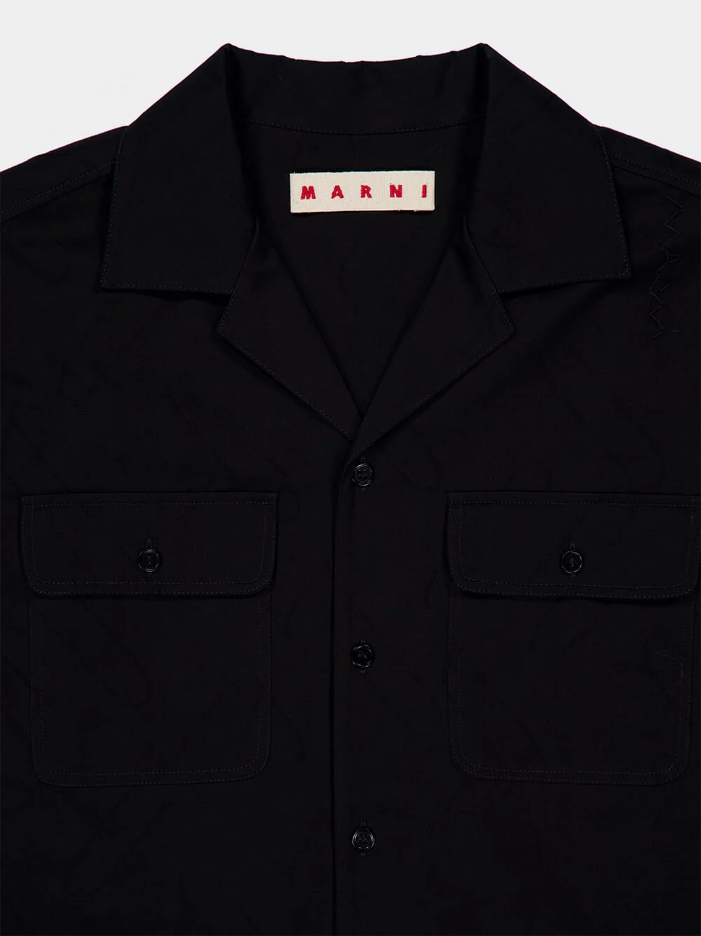 Black Cotton Shirt with Front Pockets - Image 3
