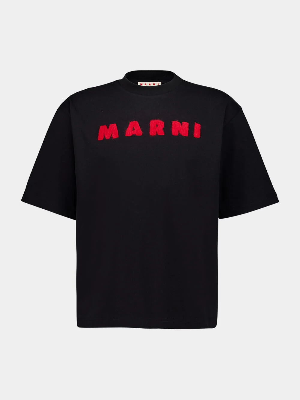 Black Cotton T-Shirt with Mohair Patches