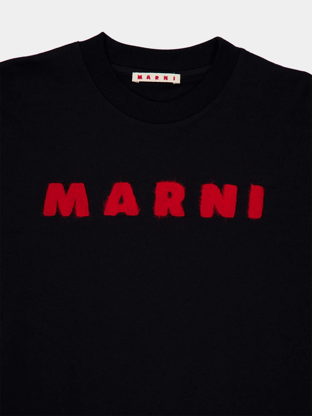 Black Cotton T-Shirt with Mohair Patches - Image 3
