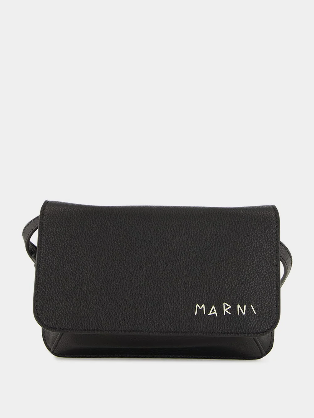 Black Crossbody Bag with Logo Print