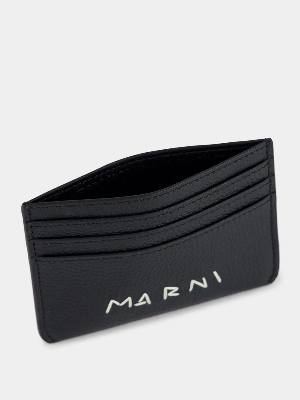 Black Leather Cardholder with Embroidery - Image 3