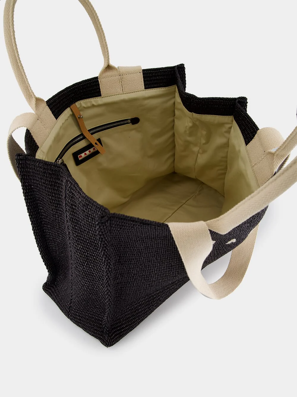Black Raffia-Effect Shopping Tote - Image 6