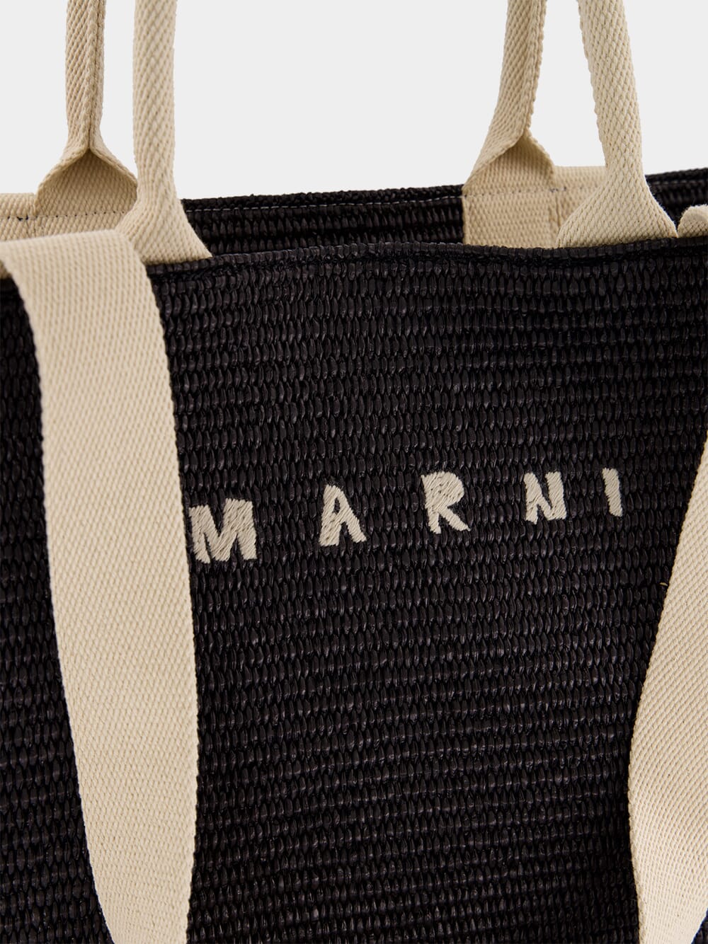 Black Raffia-Effect Shopping Tote - Image 7