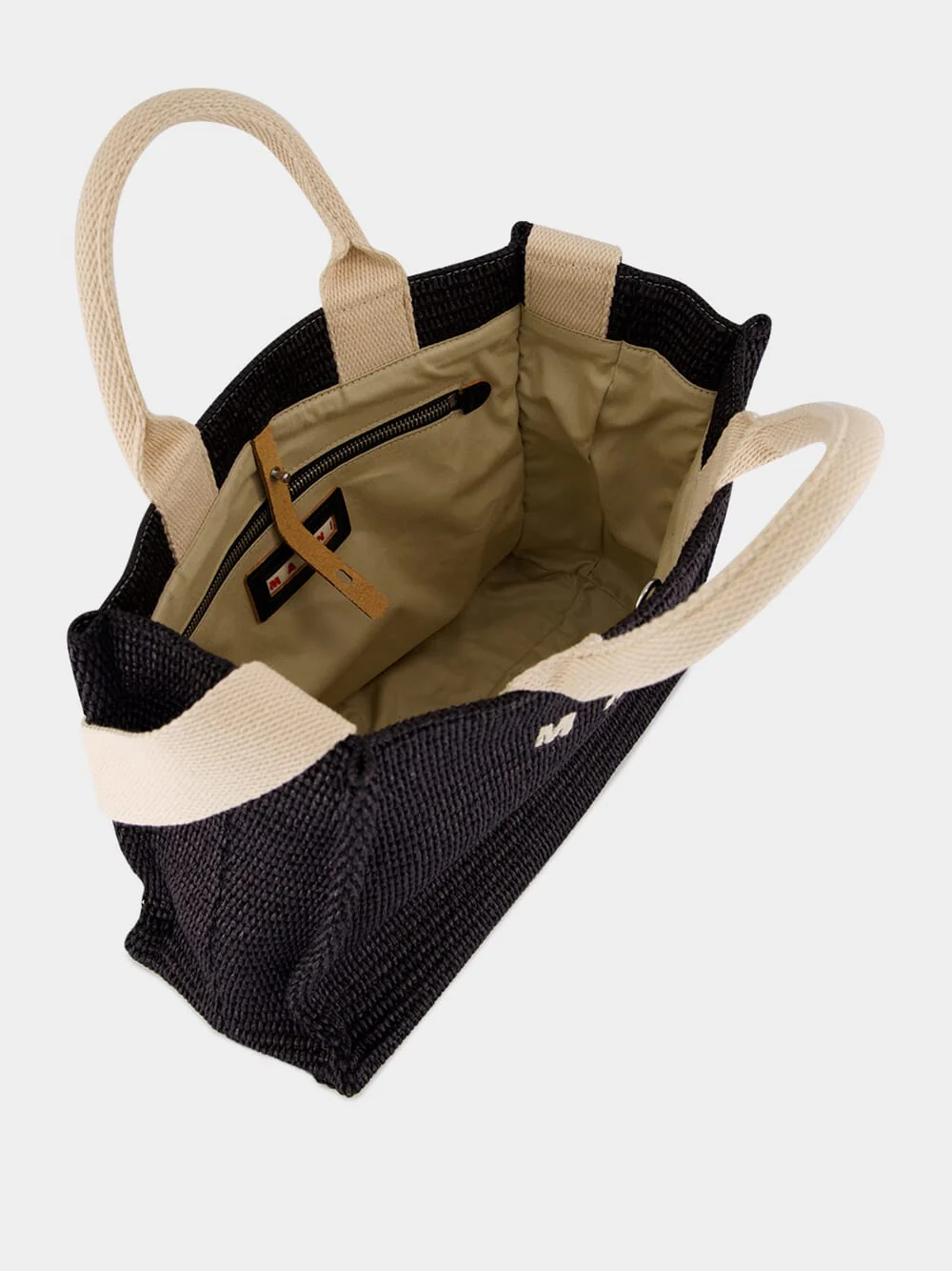 Black Raffia-Effect Small Tote - Image 7