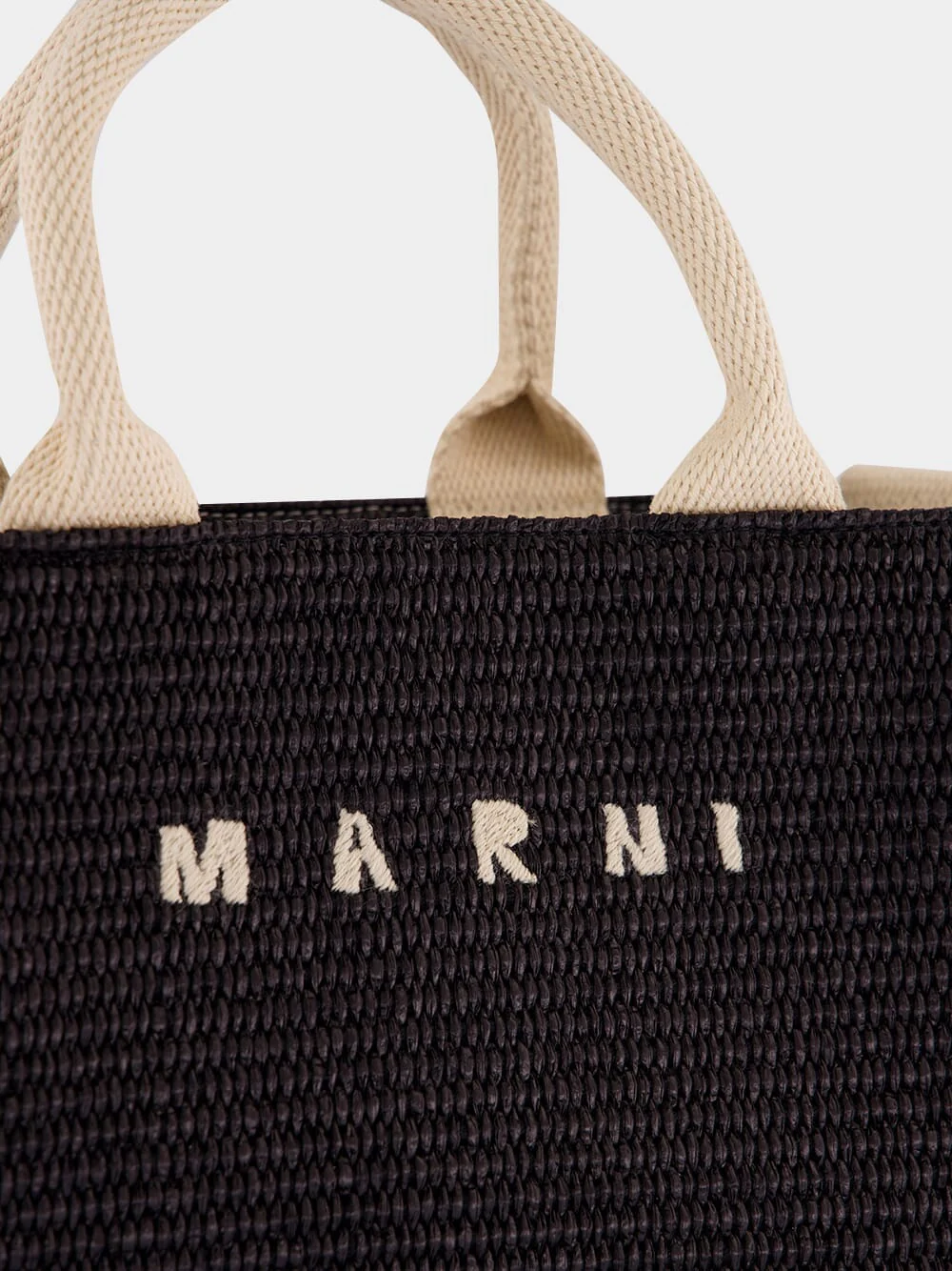 Black Raffia-Effect Small Tote - Image 8