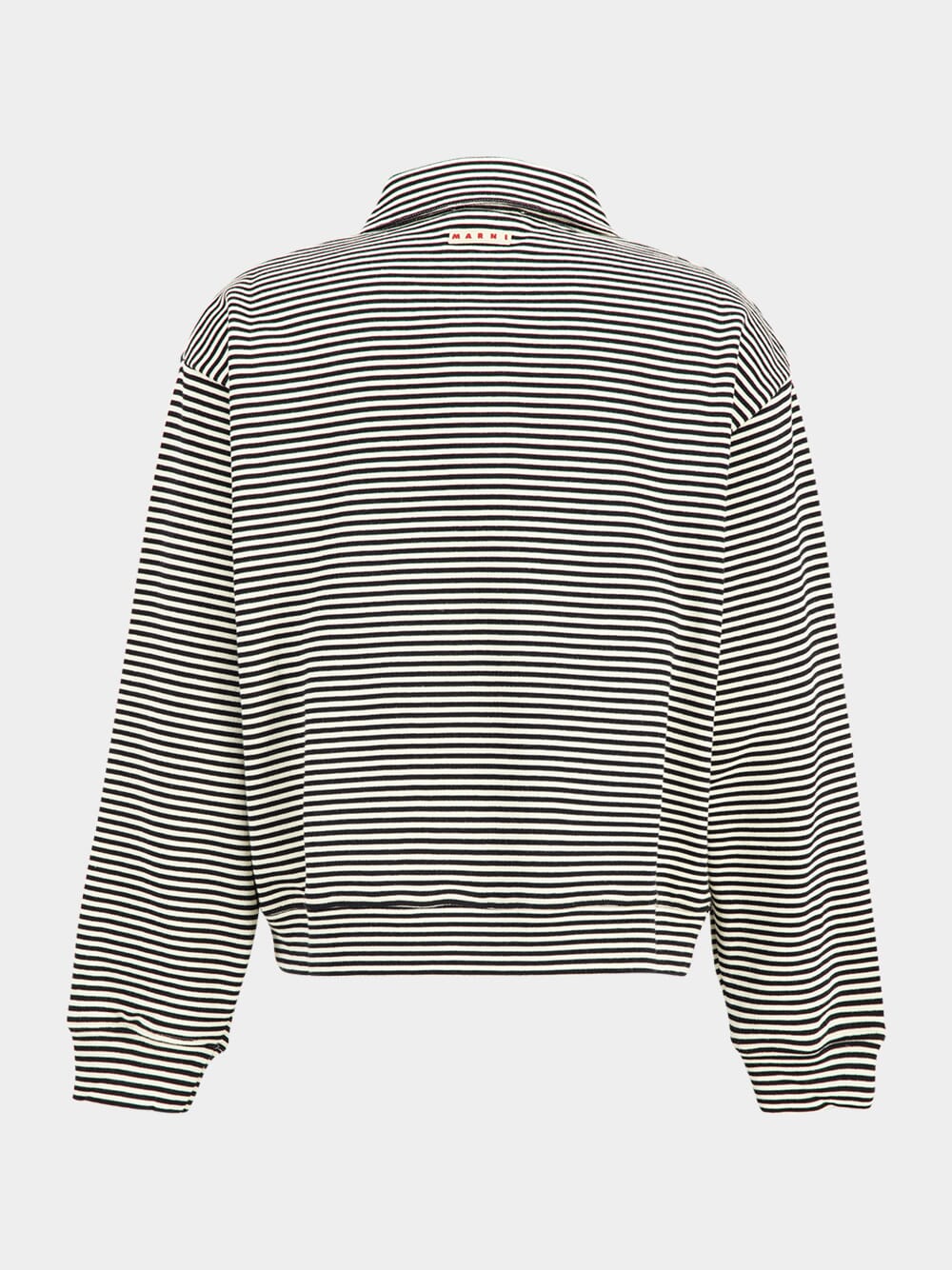Black Striped Cotton Polo Sweatshirt - Image 2