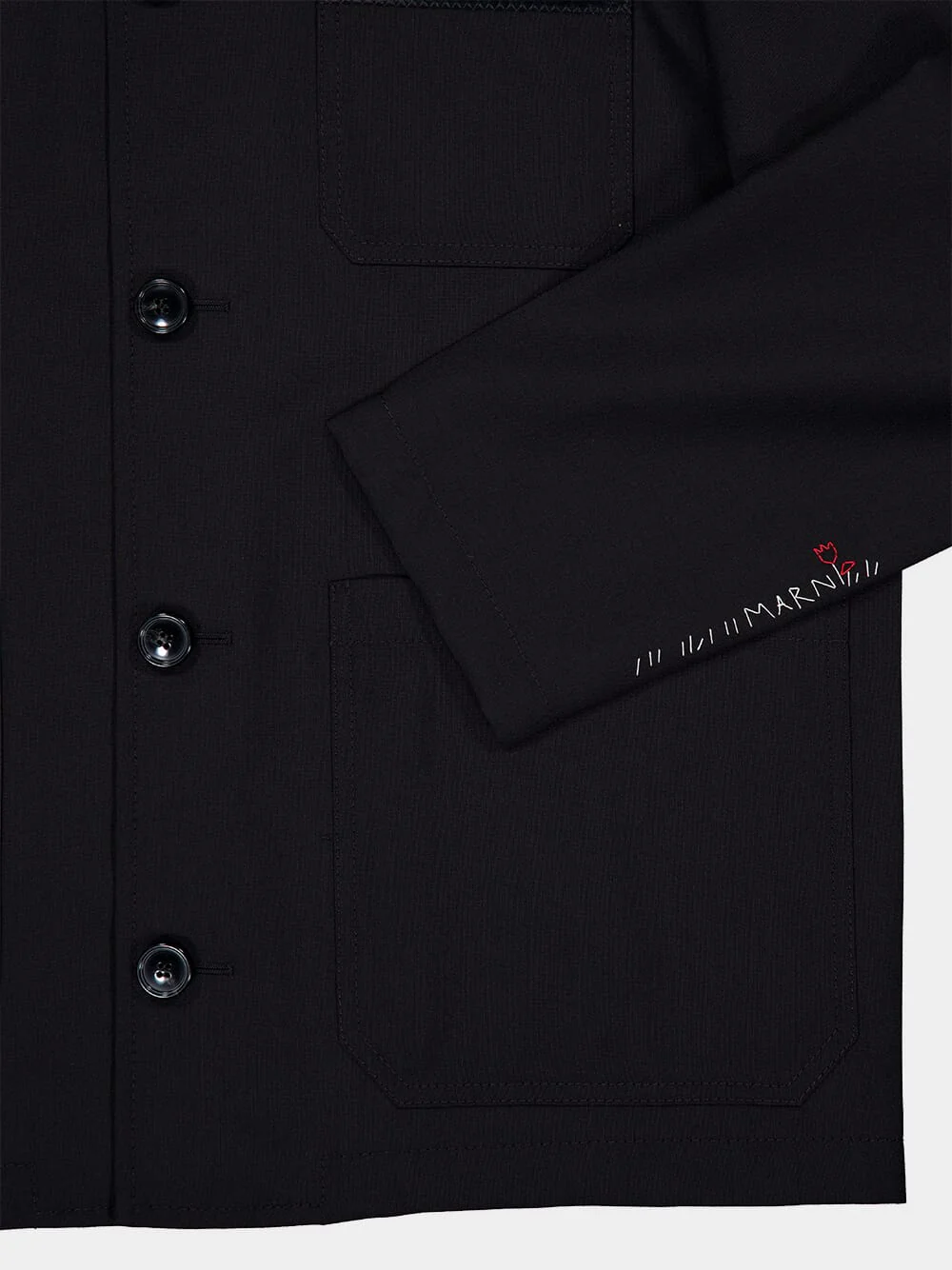Black Virgin Wool Tropical Jacket - Image 4