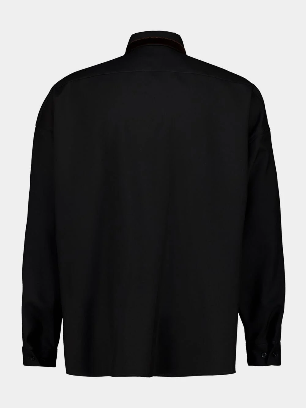 Black Wool Shirt with Logo Detail - Image 2