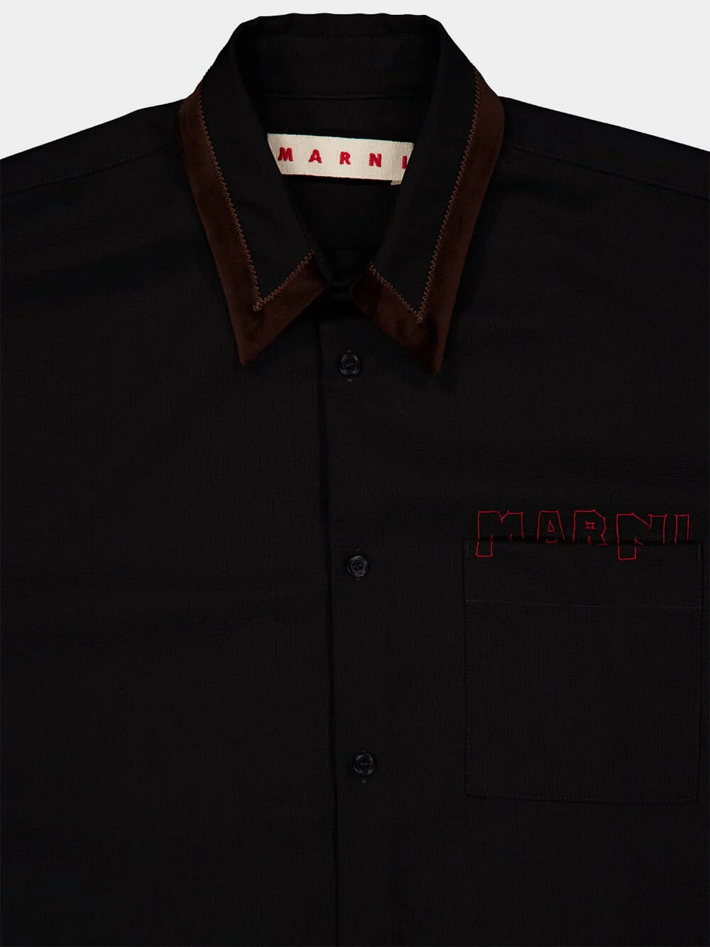 Black Wool Shirt with Logo Detail - Image 3