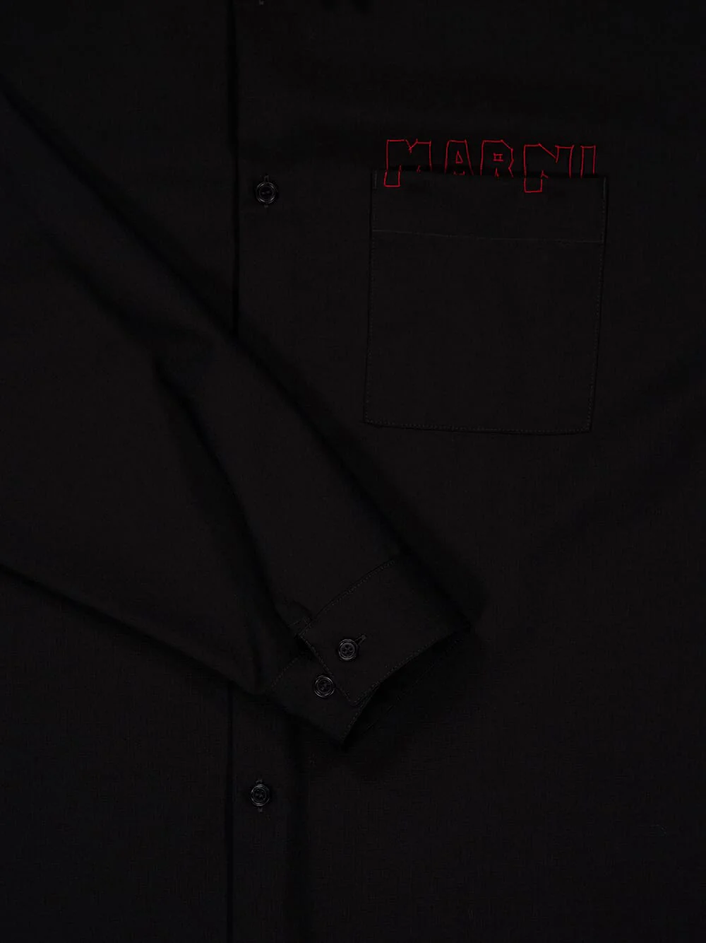 Black Wool Shirt with Logo Detail - Image 4