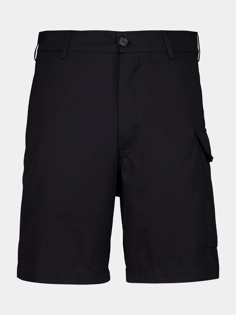 Black Woven Cotton Cargo Shorts