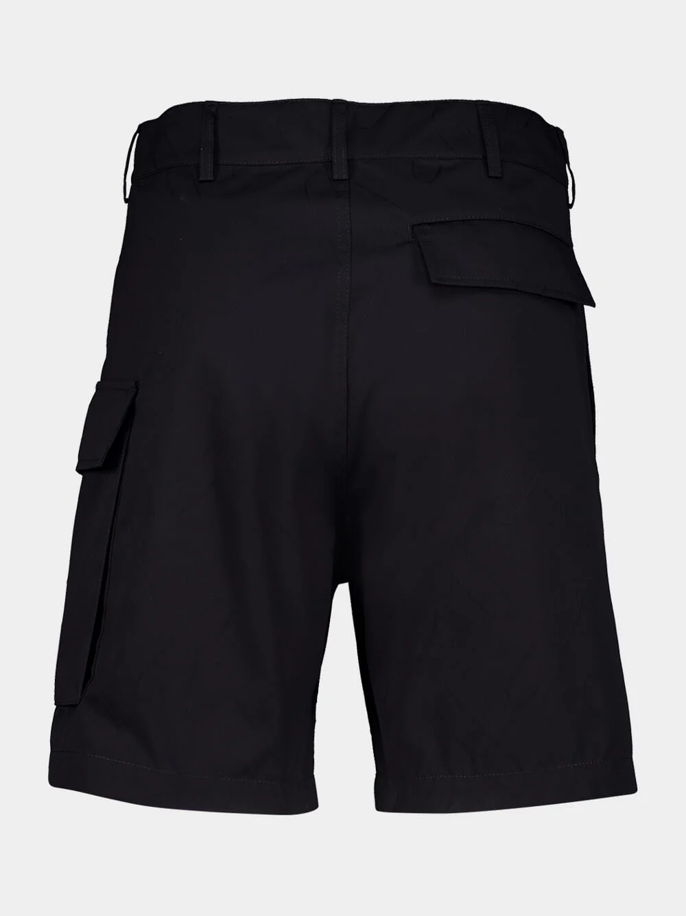 Black Woven Cotton Cargo Shorts - Image 2