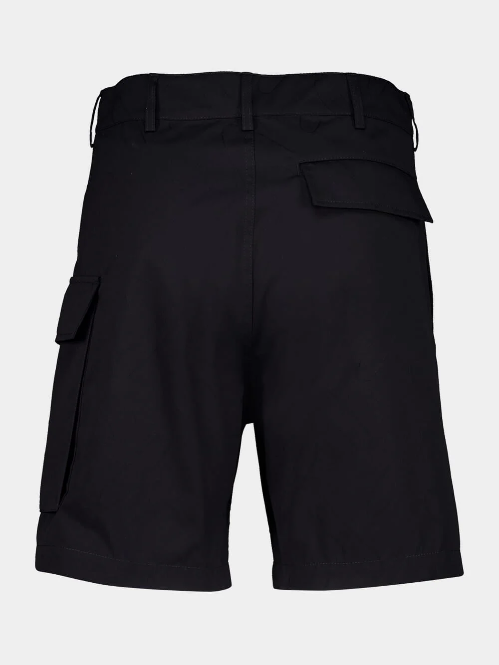 Black Woven Cotton Cargo Shorts - Image 6