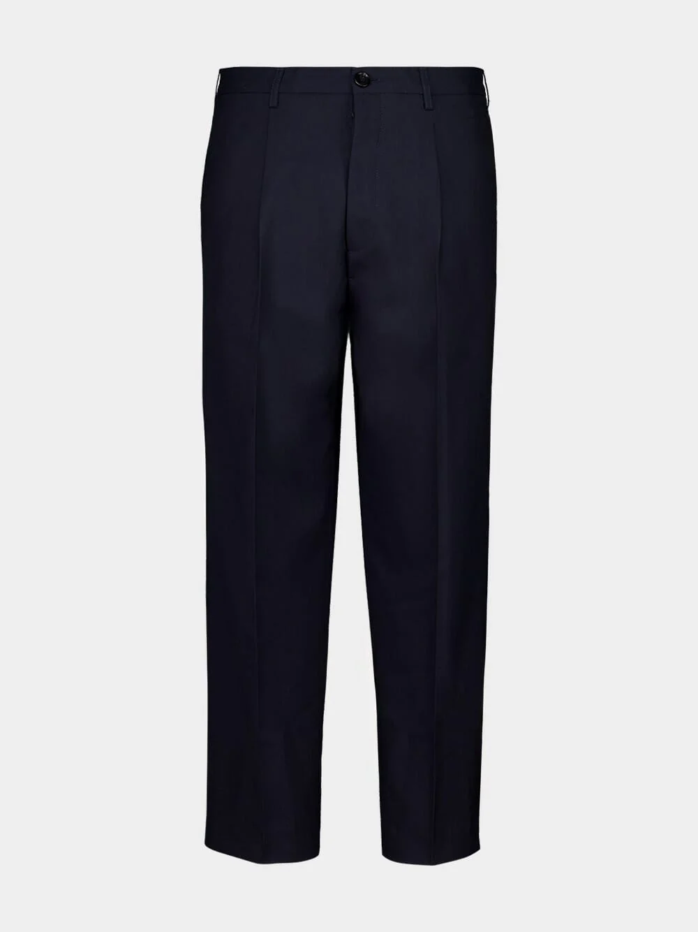 Blue Black Virgin Wool Relaxed Trousers