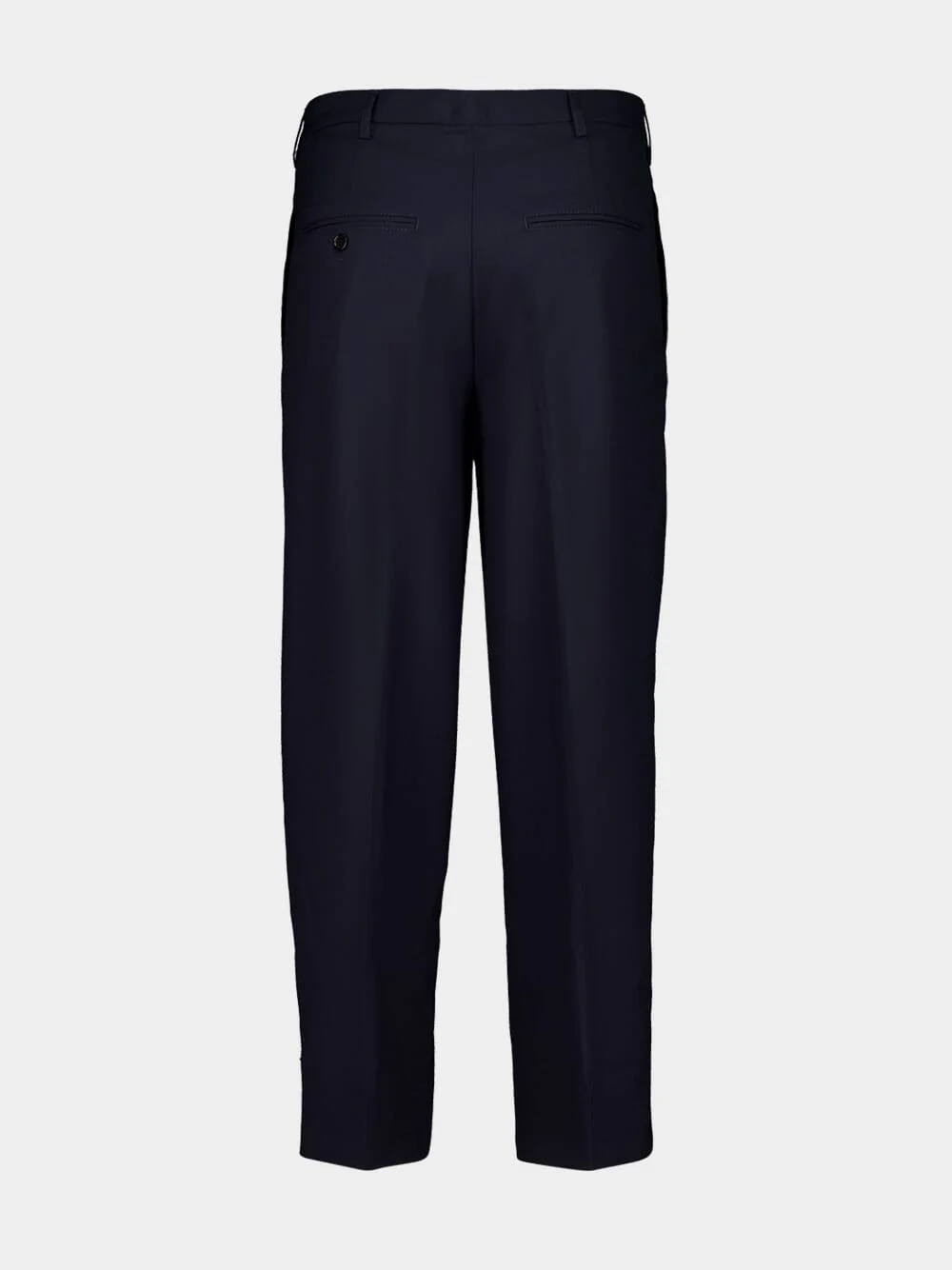 Blue Black Virgin Wool Relaxed Trousers - Image 2