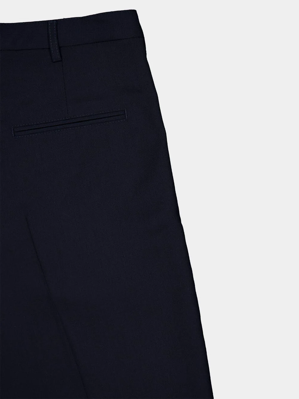 Blue Black Virgin Wool Relaxed Trousers - Image 4