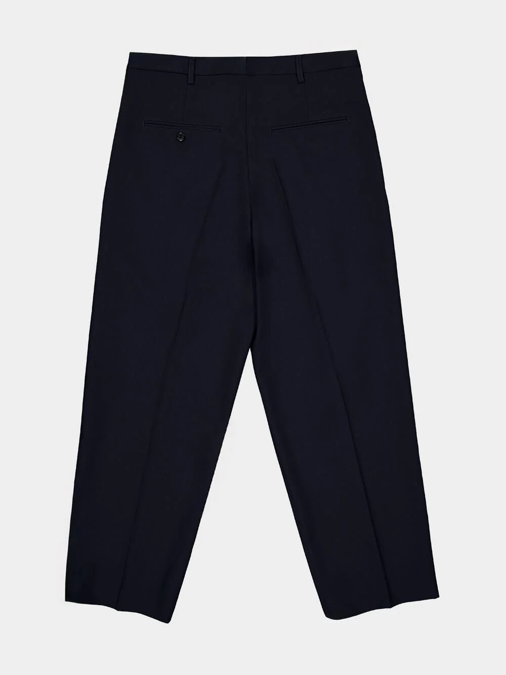 Blue Black Virgin Wool Relaxed Trousers - Image 6