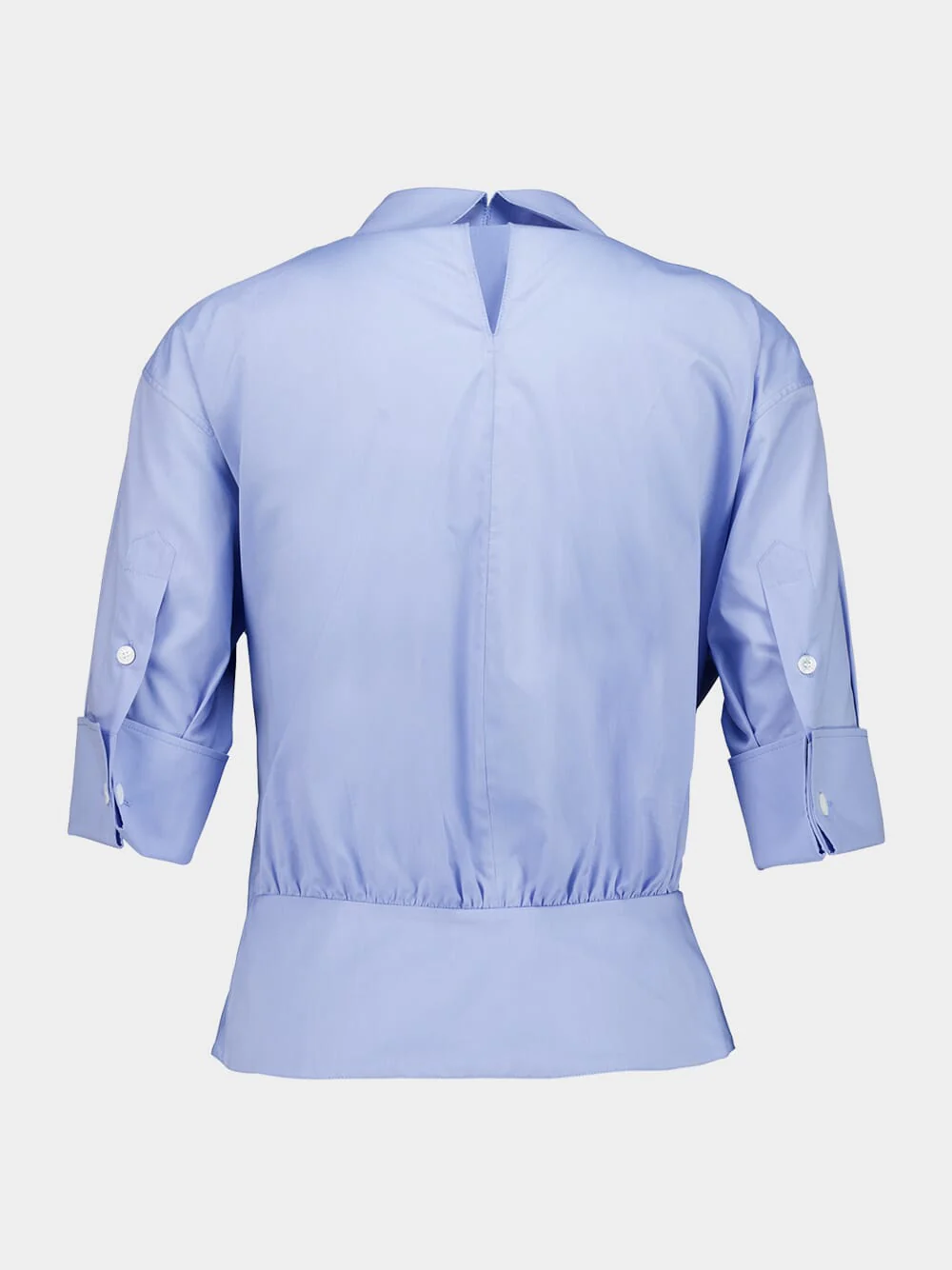 Blue Cotton Gathered Waist Shirt - Image 2