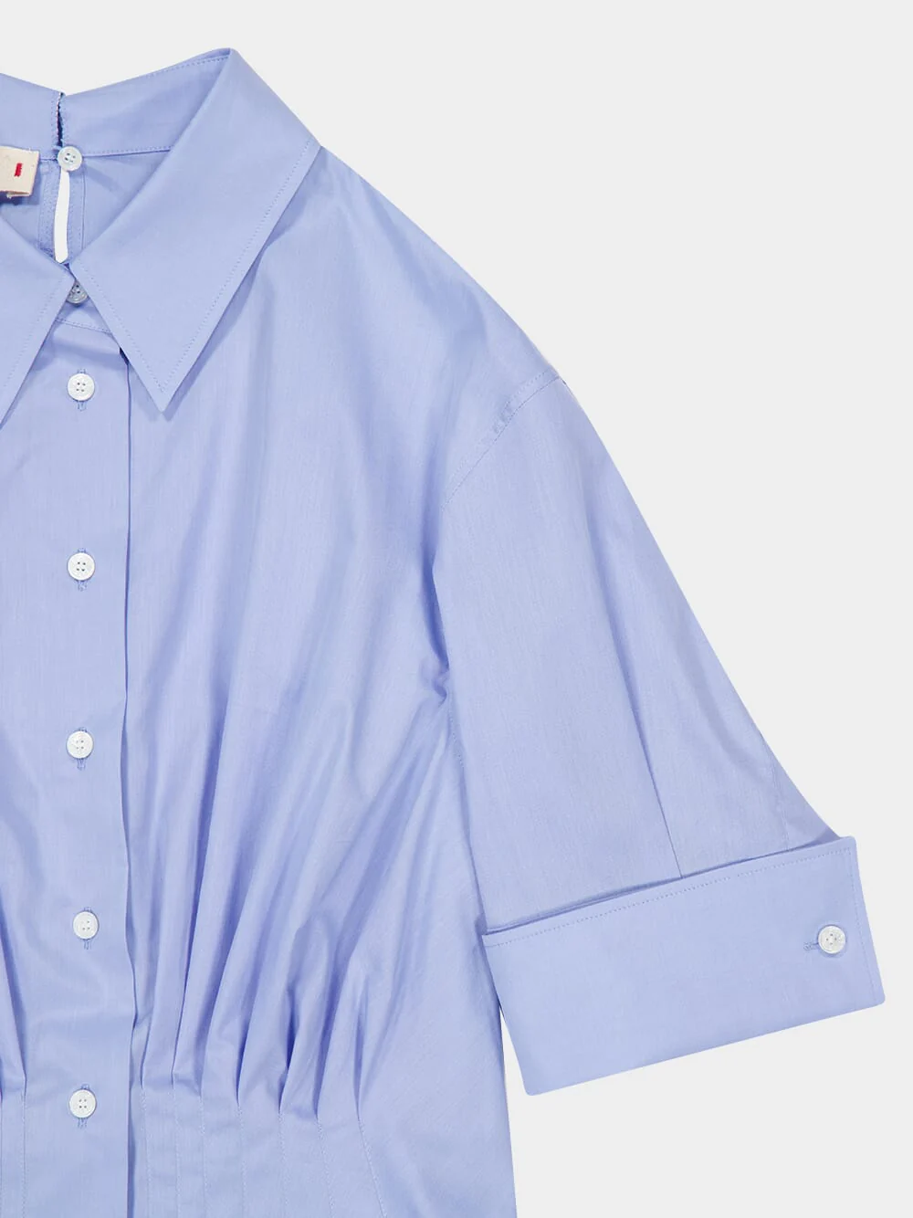 Blue Cotton Gathered Waist Shirt - Image 3