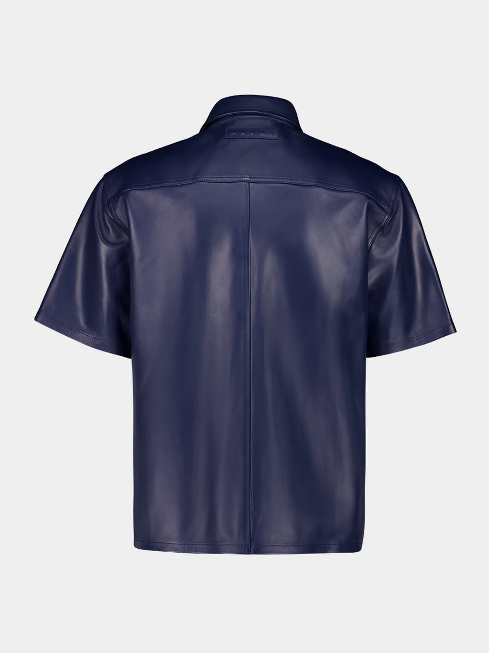 Blue Nappa Leather Short-Sleeved Shirt - Image 2