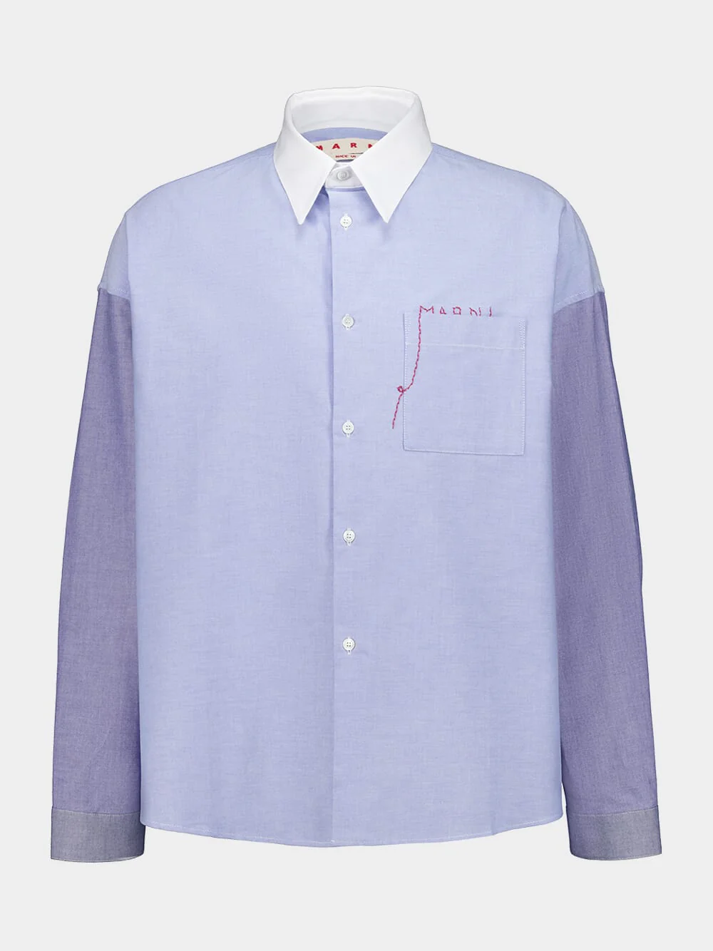 Blue Two-Tone Cotton Buttoned Shirt
