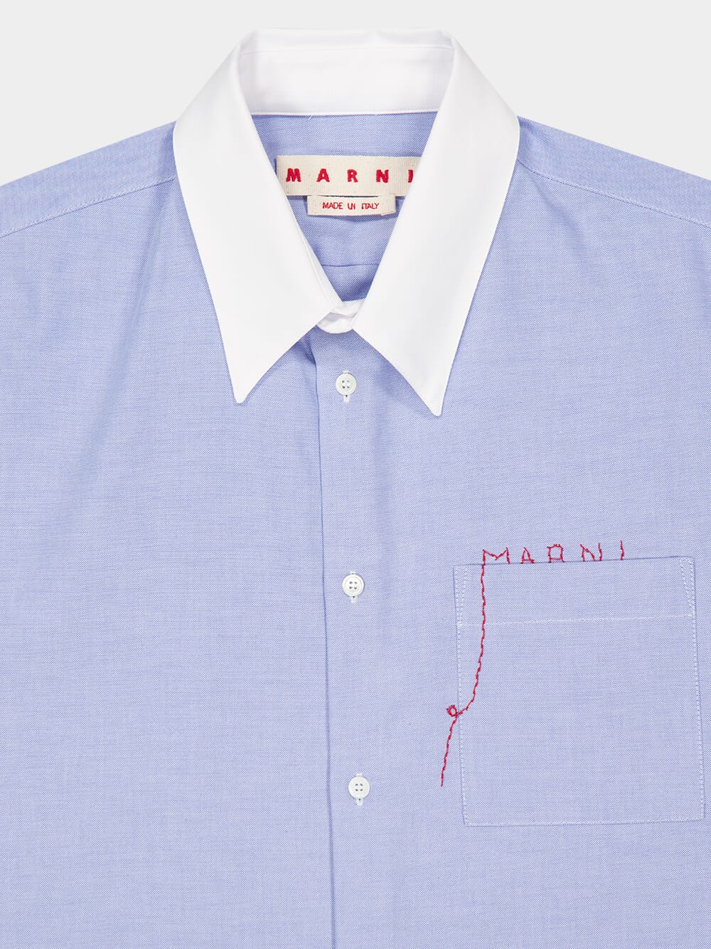 Blue Two-Tone Cotton Buttoned Shirt - Image 3