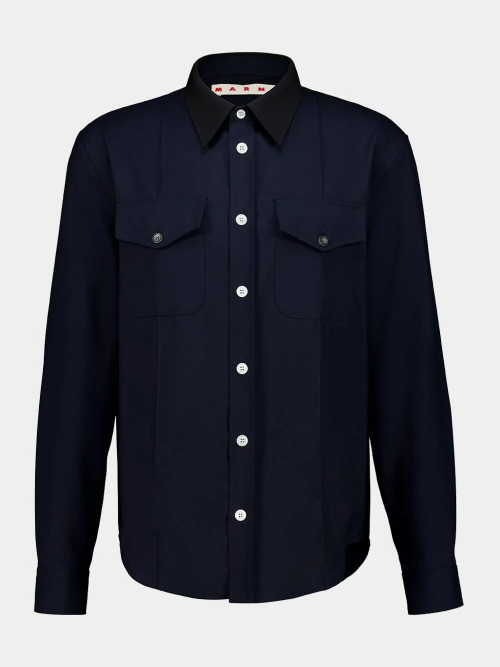 Blue Virgin Wool Long-Sleeve Shirt