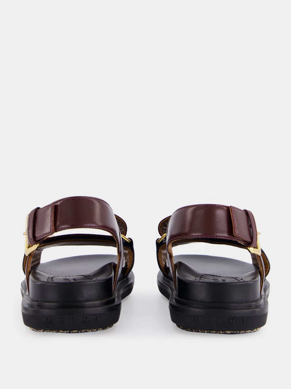 Bordeaux and Blue Leather Crisscross Sandals - Image 5
