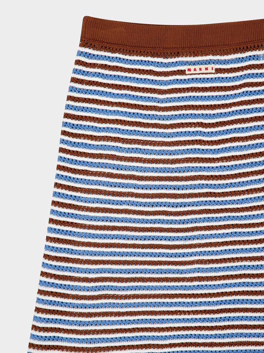 Brown Blue Striped Crochet Midi Skirt - Image 6
