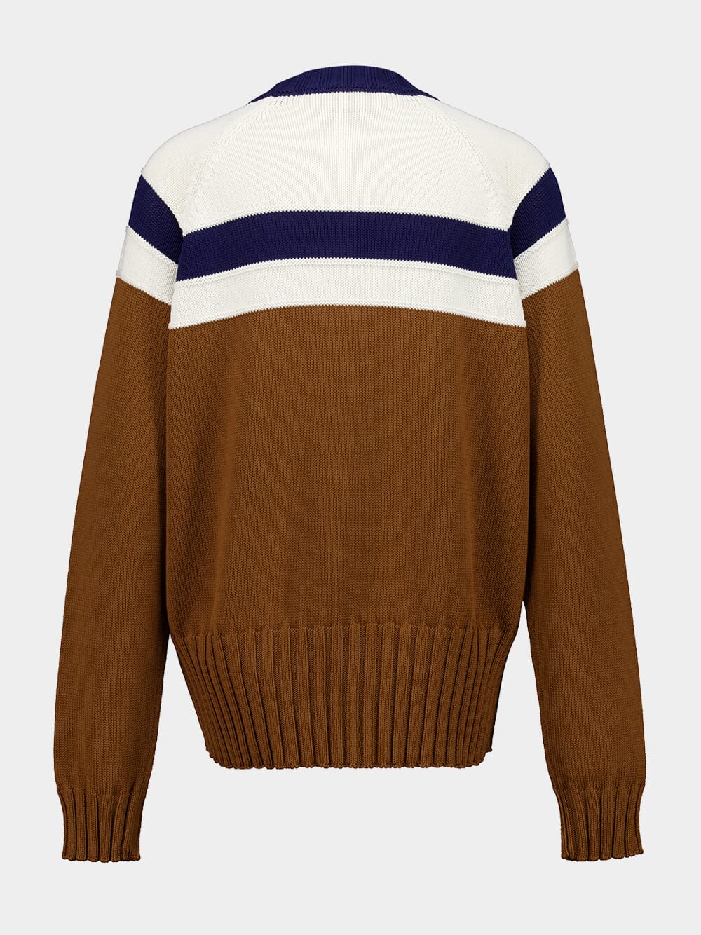 Brown Striped Cotton Knit Sweater - Image 2