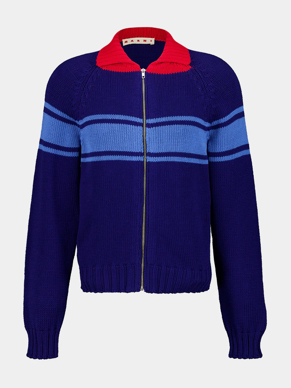 Ocean Blue Striped Zip Cotton Cardigan