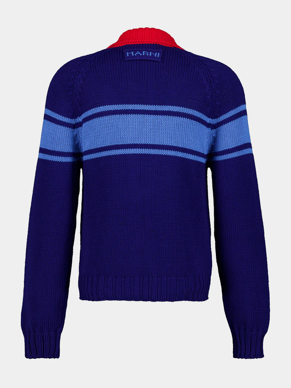 Ocean Blue Striped Zip Cotton Cardigan - Image 2