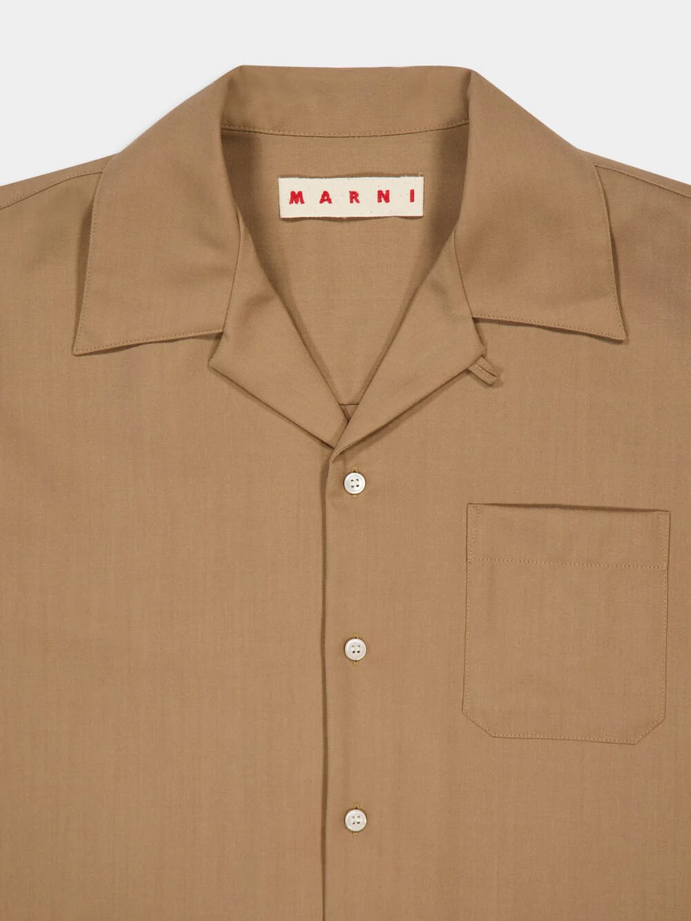 Beige Wool Bowling Shirt - Image 3