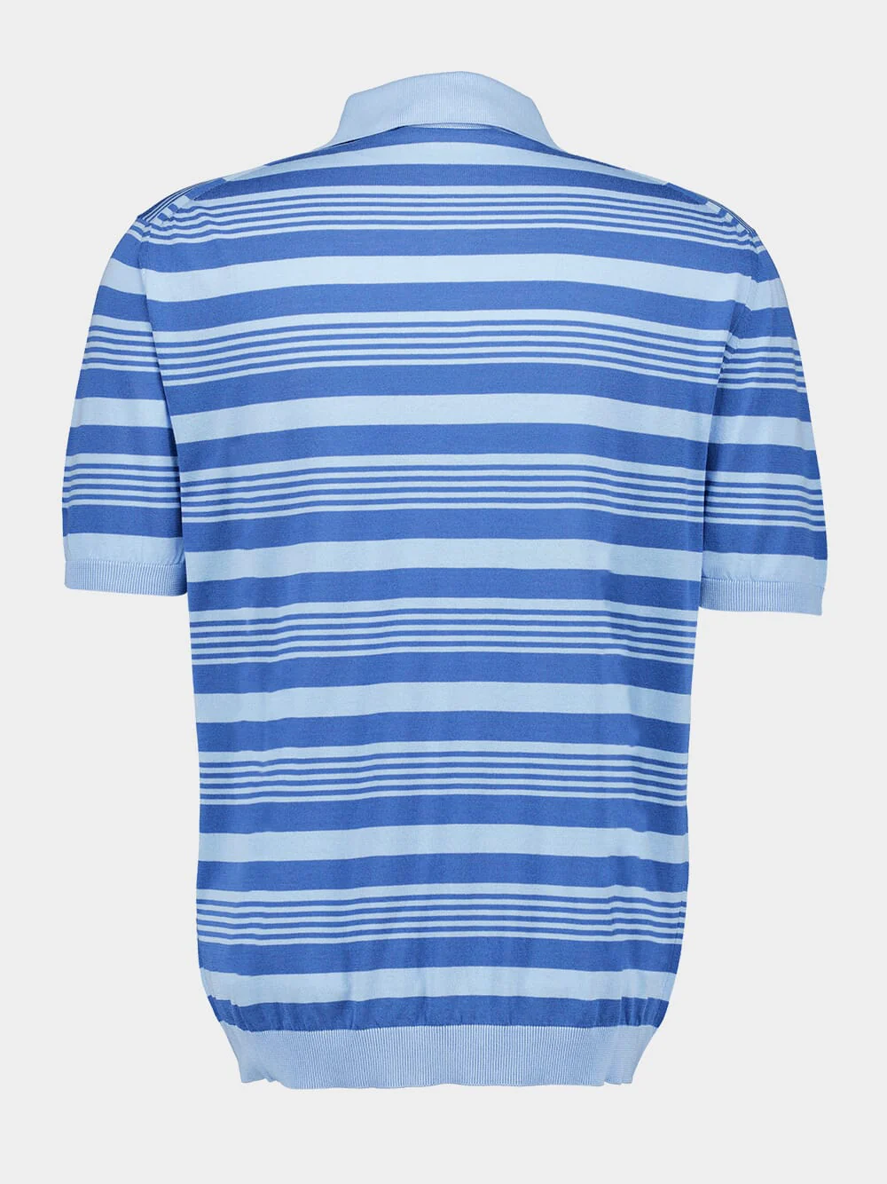 Blue Striped Cotton Polo Shirt - Image 3
