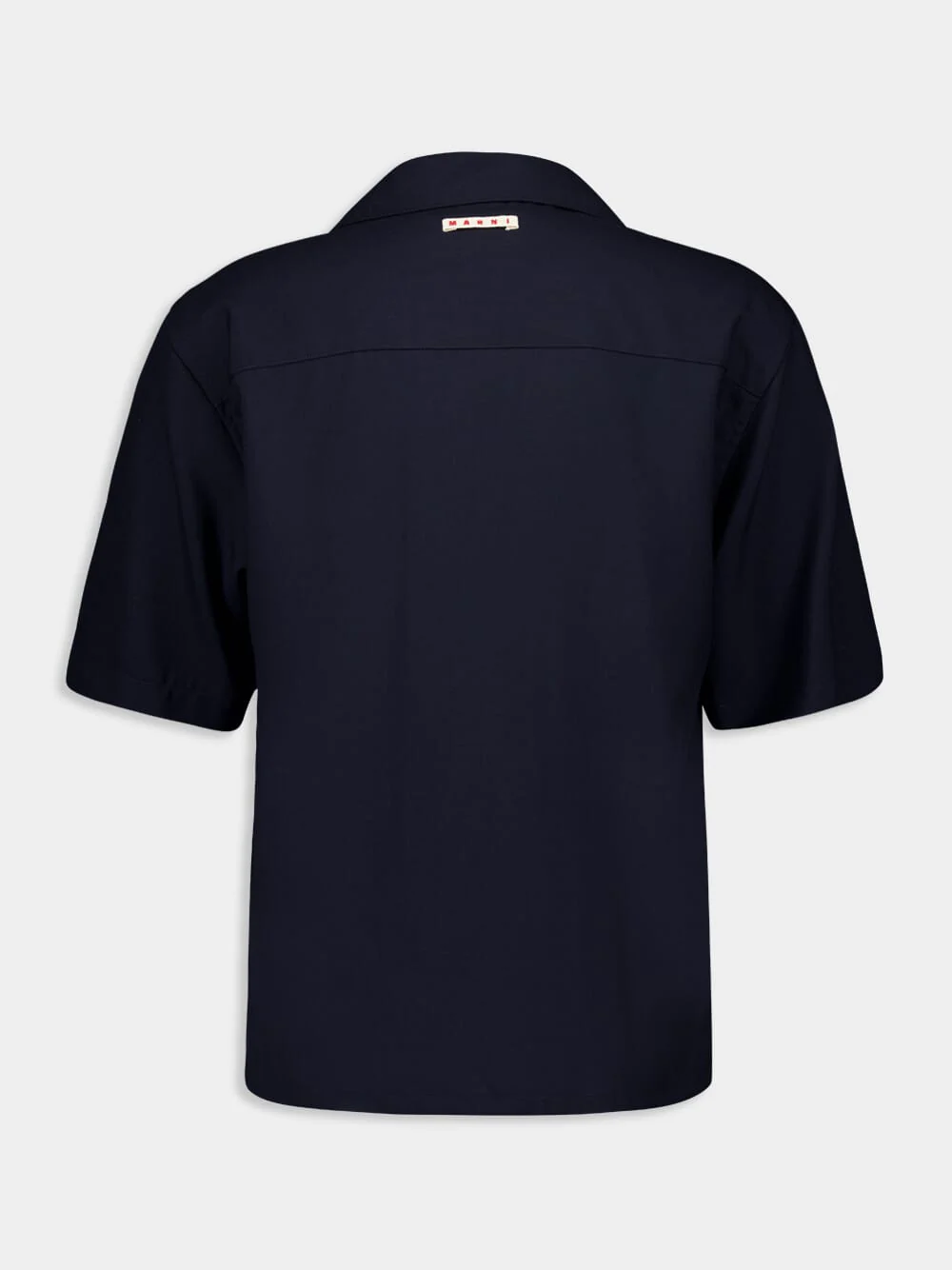 Deep Blue Wool Bowling Shirt - Image 3