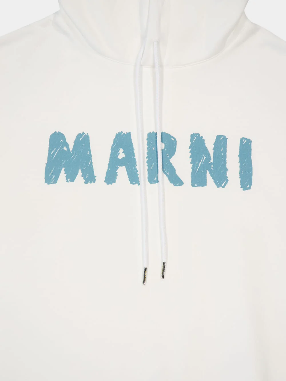 White Hooded Cotton Sweatshirt with Logo - Image 3