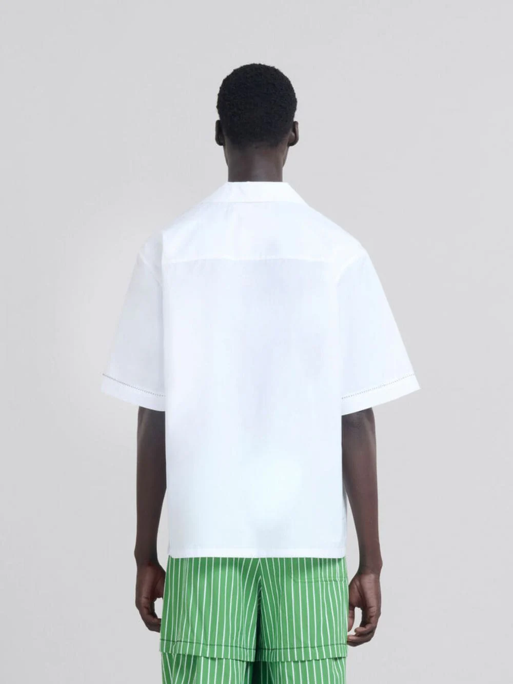 White Organic Poplin Bowling Shirt - Image 4