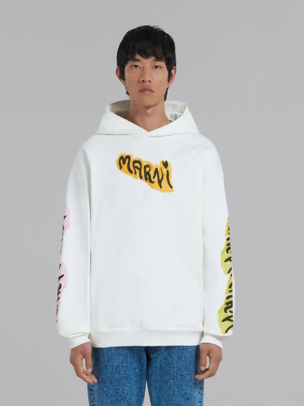 Cotton Hoodie With Graffiti Prints - Image 2