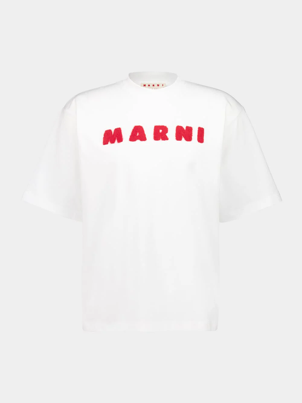 White Cotton T-shirt With Mohair Patches - Image 4
