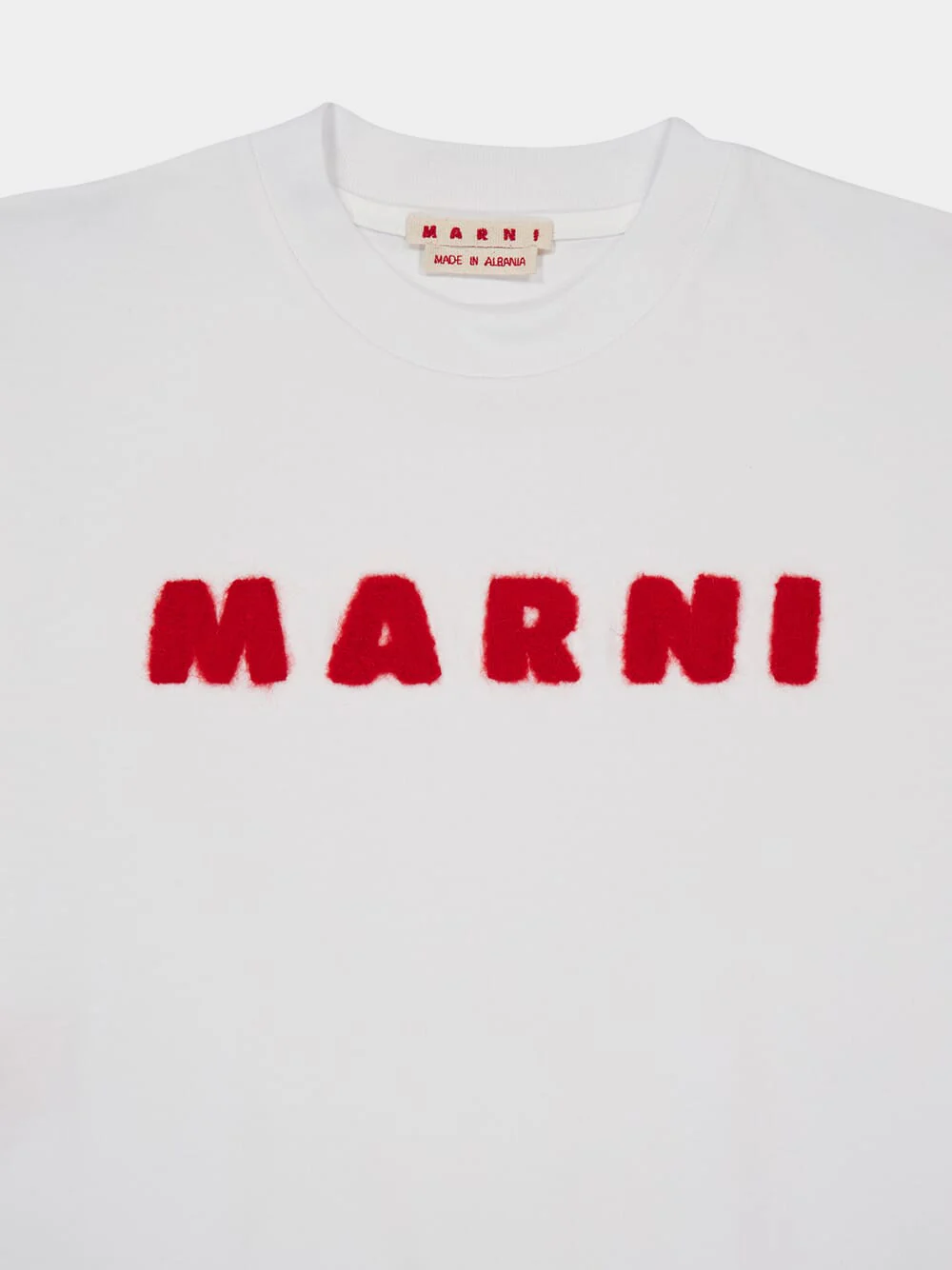 White Cotton T-shirt With Mohair Patches - Image 6
