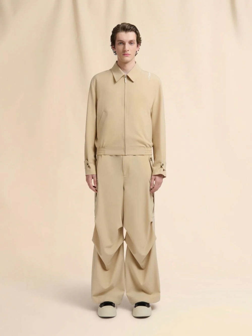 Cream Light Wool Blend Zip Jacket - Image 2