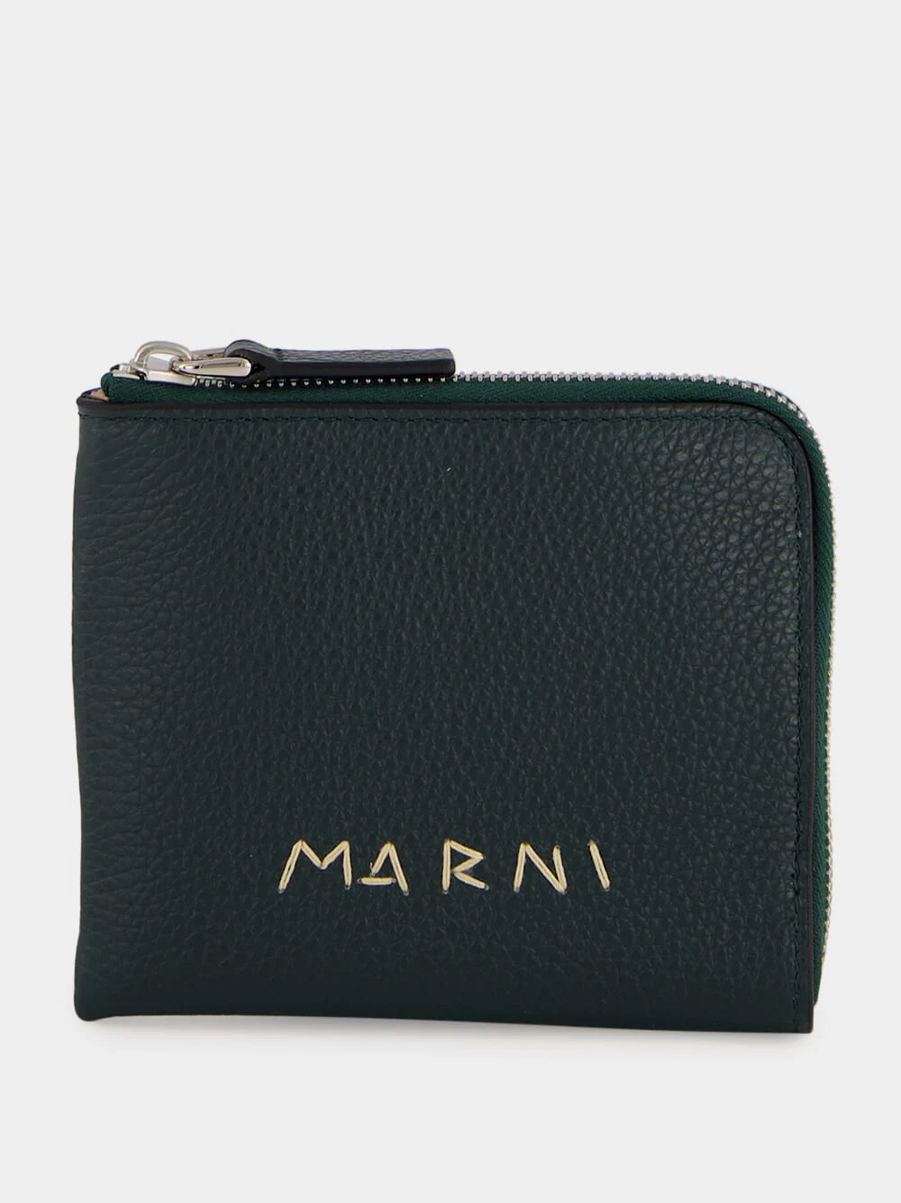 Dark Green Leather Zip Wallet