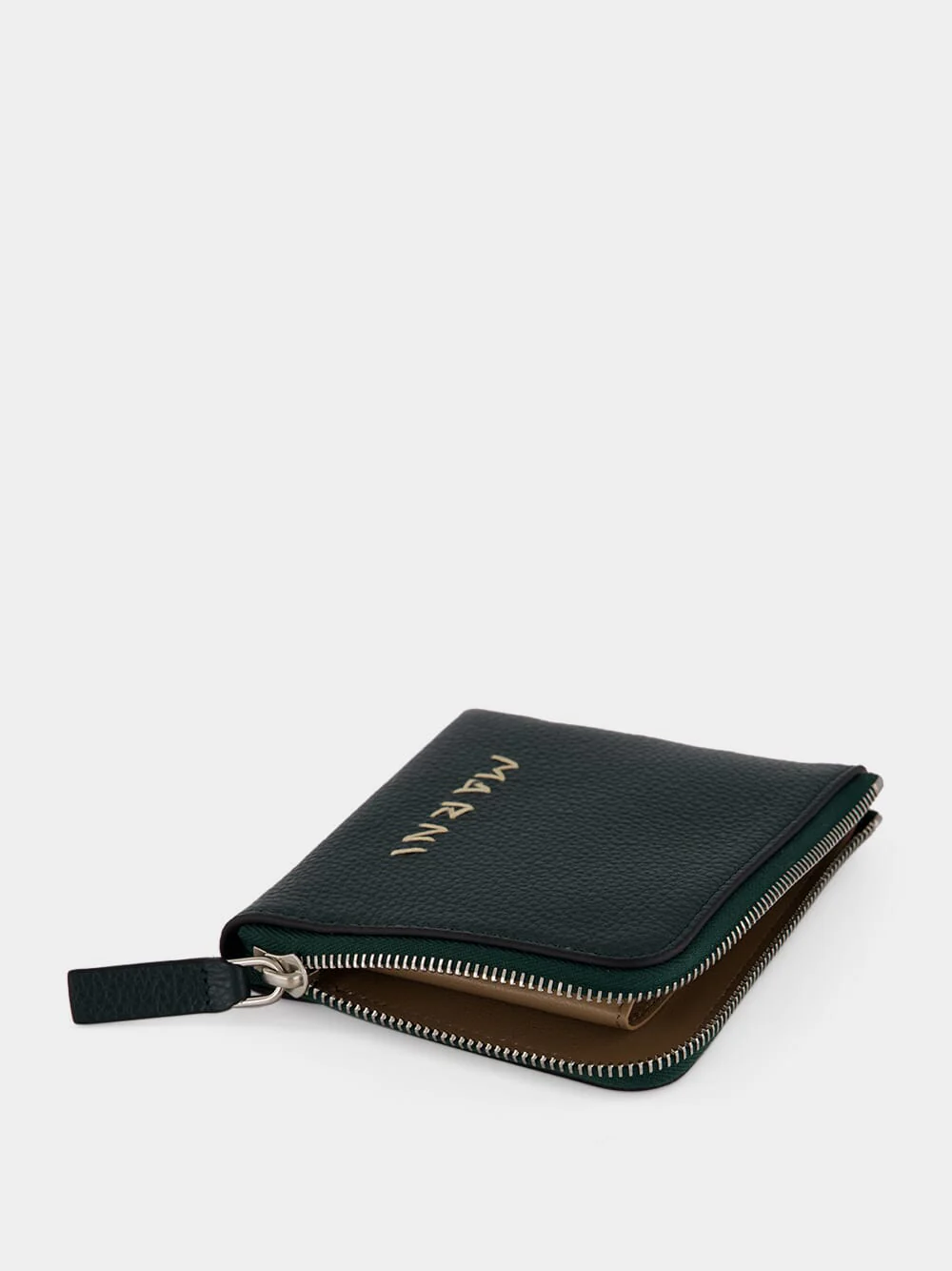 Dark Green Leather Zip Wallet - Image 4