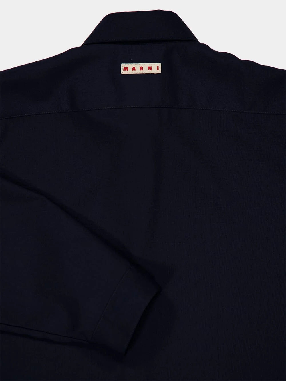 Deep Blue Tropical Wool Shirt - Image 6