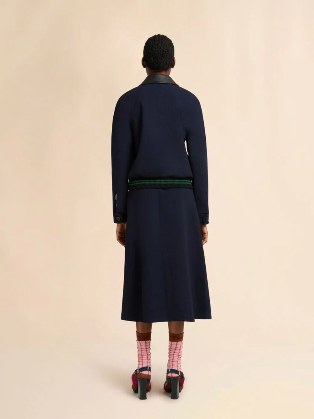 Deep Blue Wool Crêpe Bomber Jacket - Image 4