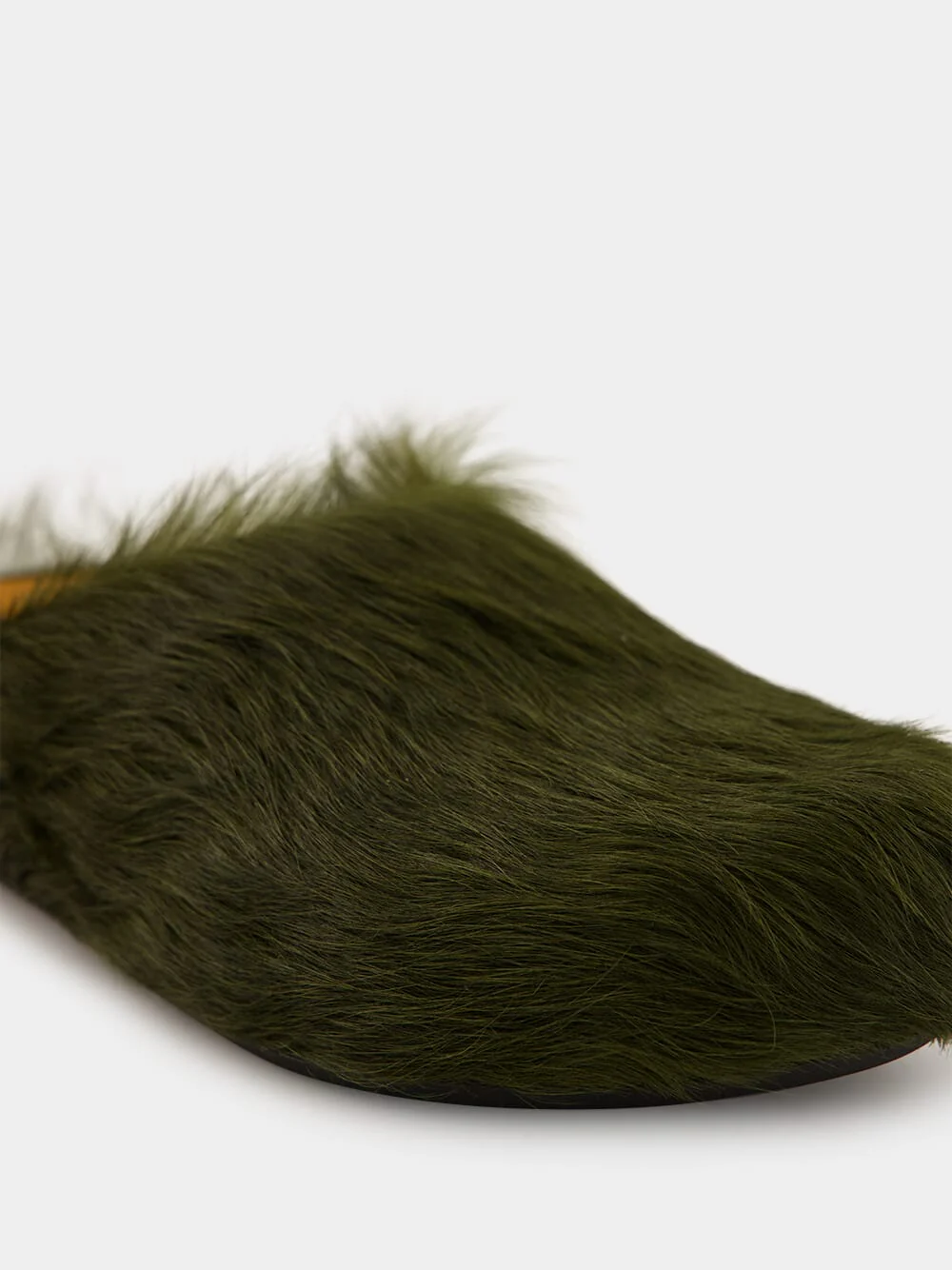 Deep Green Long Hair Calfskin Fussbett Sabot - Image 6