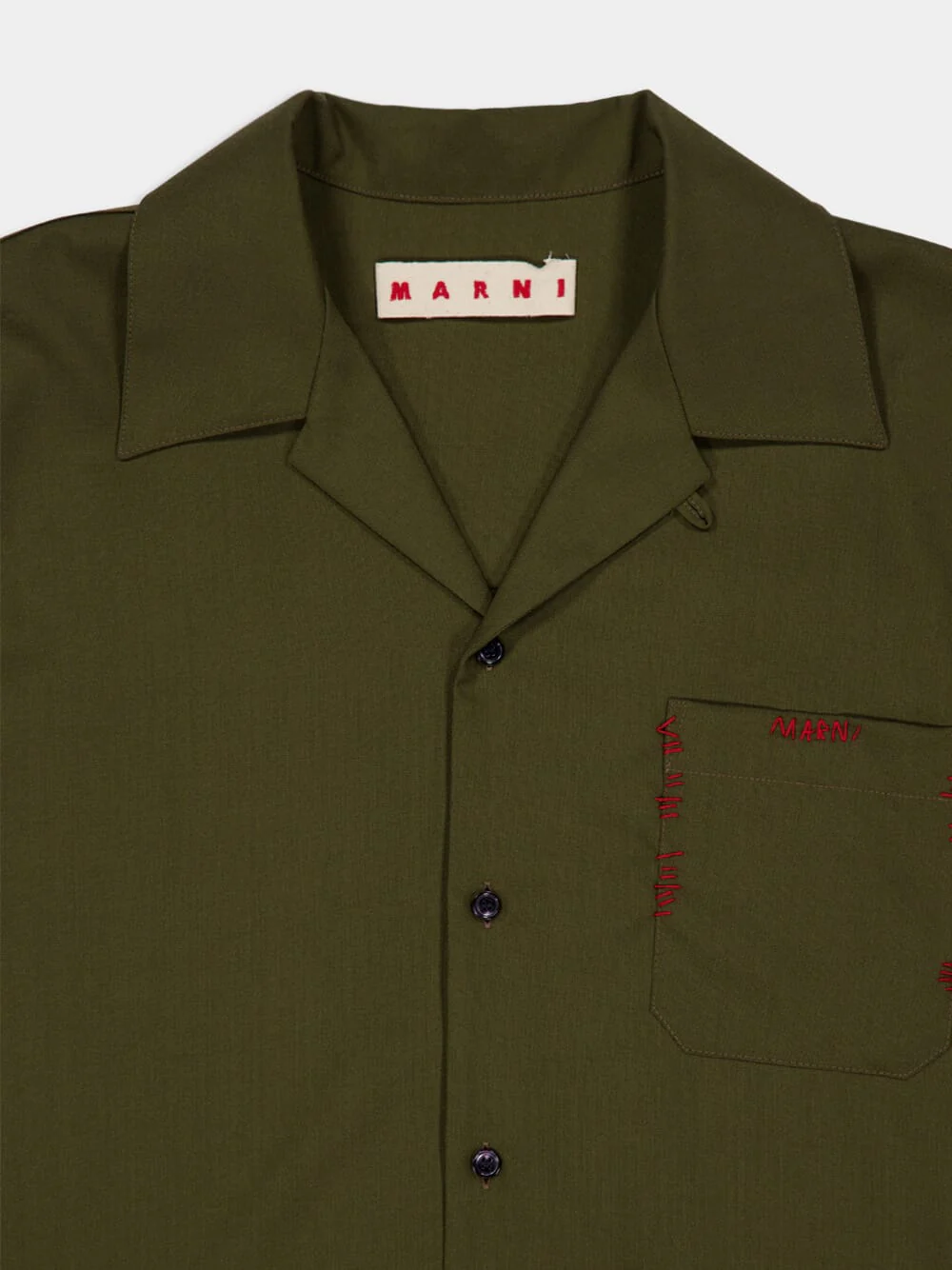 Deep Sage Tropical Wool Bowling Shirt - Image 3