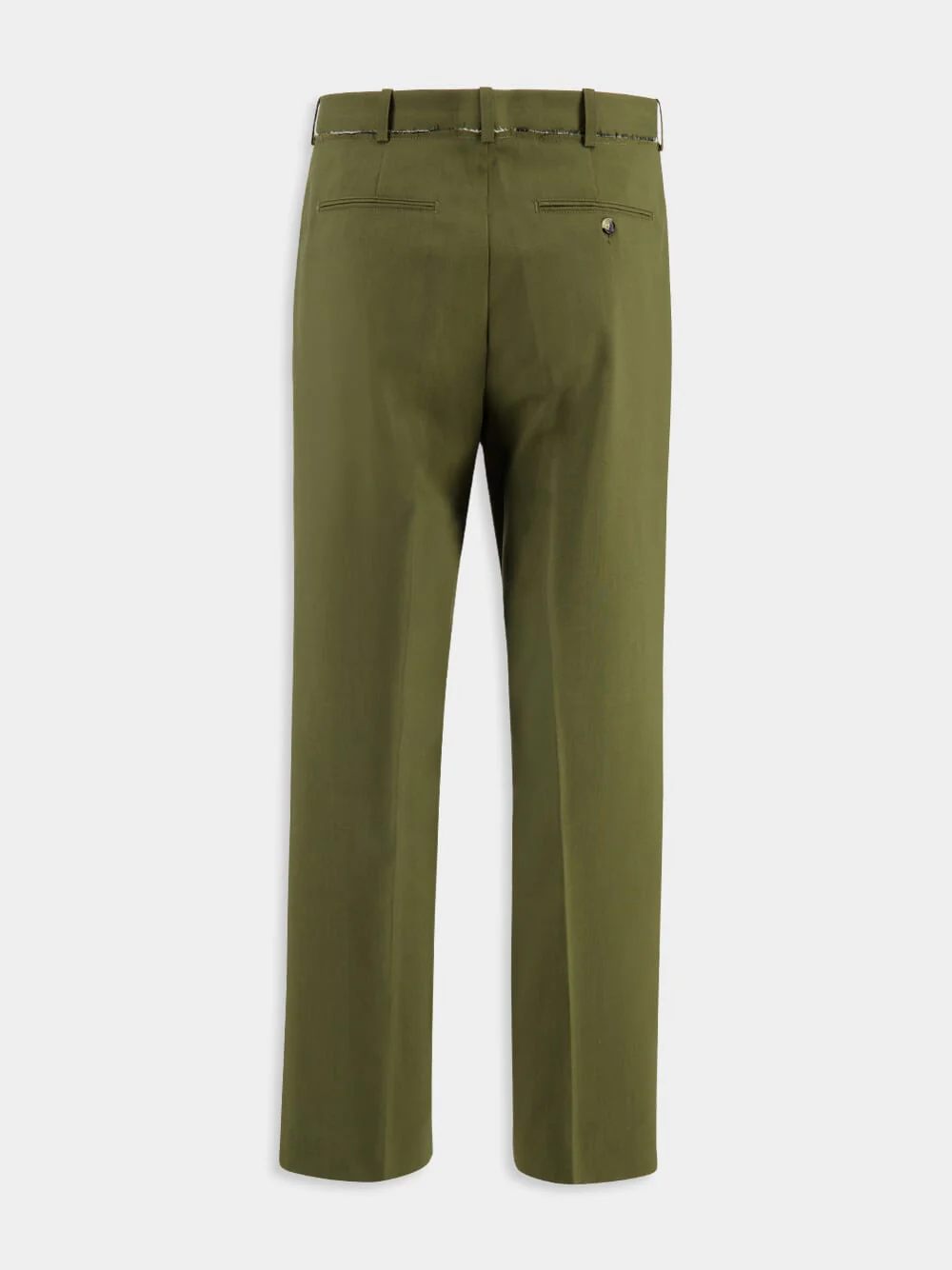 Deep Sage Wool Straight-Leg Trousers - Image 2