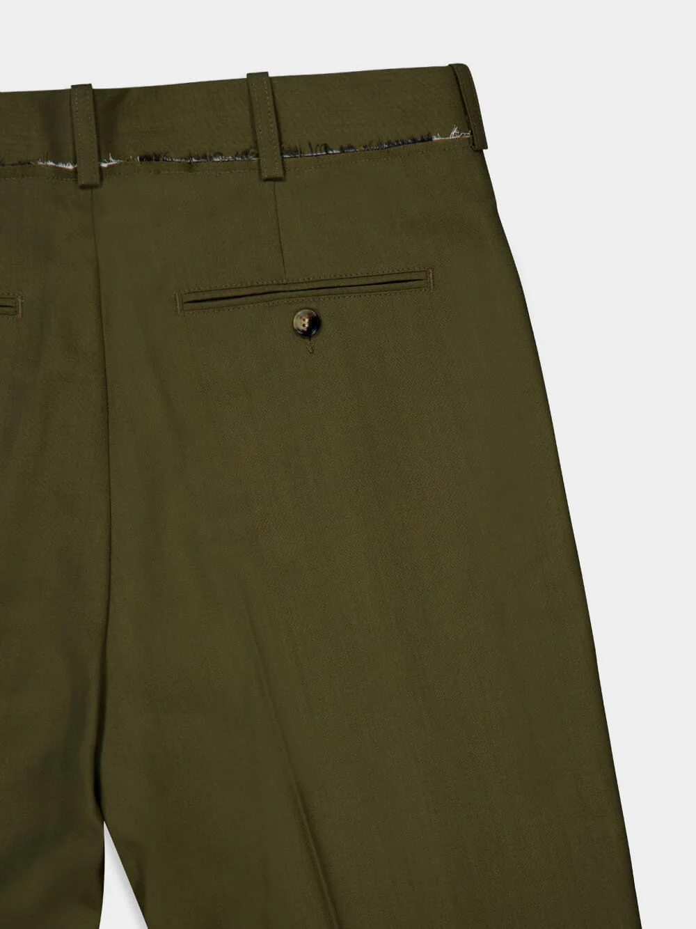 Deep Sage Wool Straight-Leg Trousers - Image 5